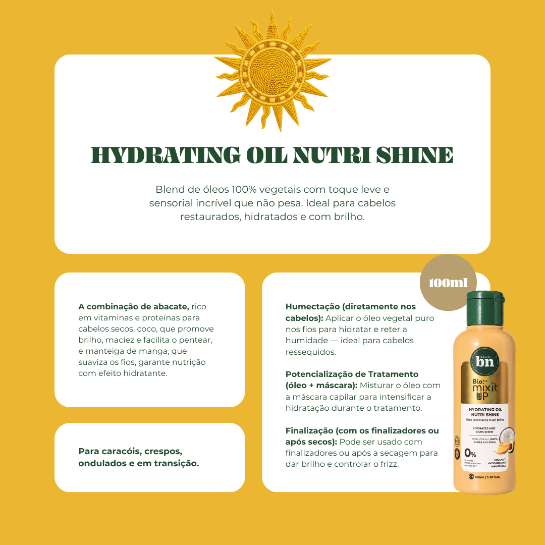 Óleo Hidratante Nutri Brilho para Caracóis